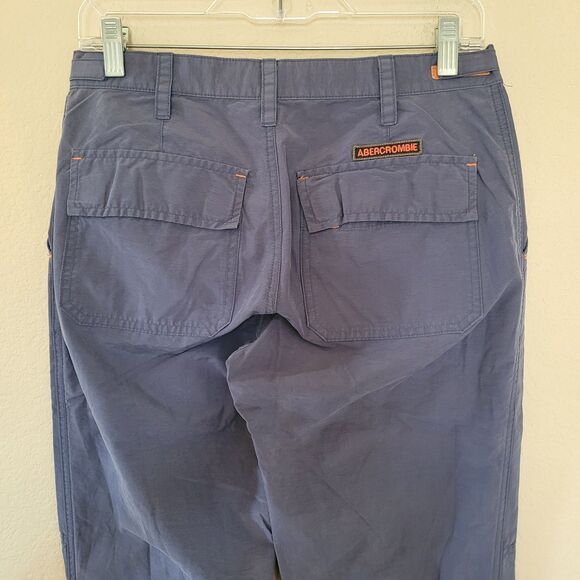 Vtg Y2K Abercrombie & Fitch Womens 2 Blue Paratrooper Boot Cut Pants Adjustable - Picture 10 of 11